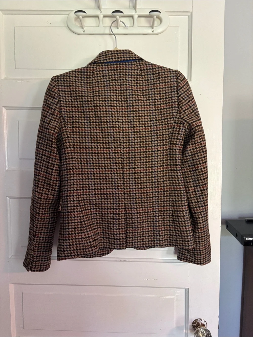 J. Crew Brown and Black Houndstooth Wool-Blend Blazer